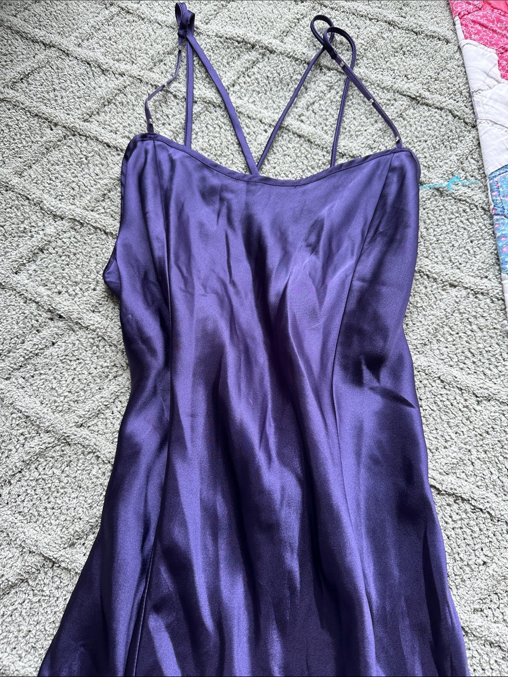 Silky Purple Satin Chemise Slip